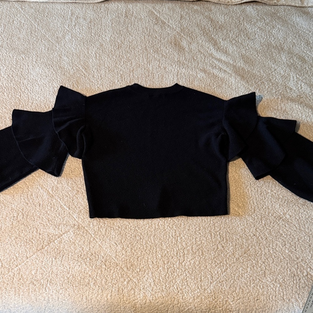 Asilio Black Ruffle Sleeve Sweater Small - Picture 9 of 9